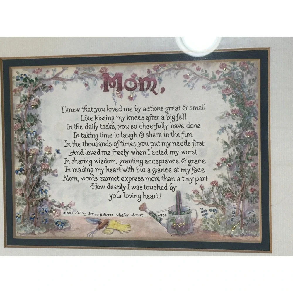 Audrey Jeanne's Expressions Framed Mom Gratitude Encourage‎ Letter Card 2001